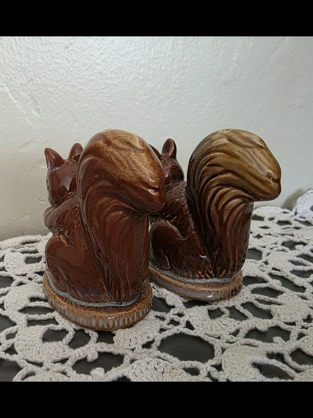 Brown Ceramic Squirrel Salt and Pepper Shaker Set